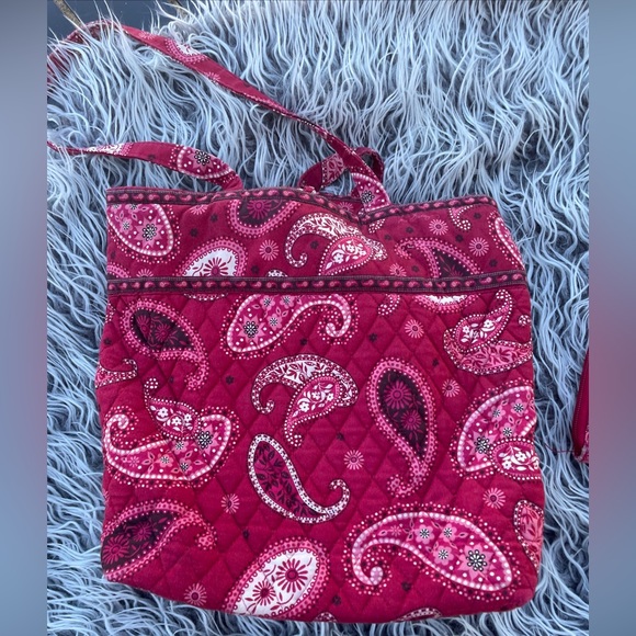 Vera Bradley RETIRED PATTERN Medium Tote Mesa Red Paisley Shoulder Bag wallet - Picture 5 of 8